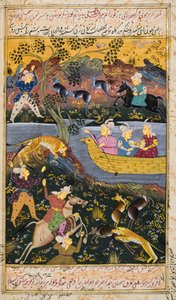 狩猟シーン（紙に不透明なトイレとゴールド）（詳細は272923を参照） 作： Persian School