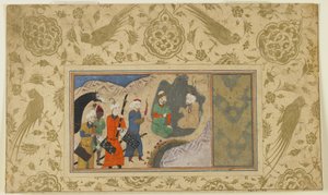 イスカンダルは隠者、c.1500（不透明な水彩、インク、紙に金）を訪問 作： Persian School