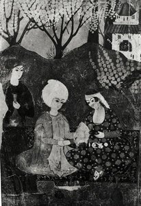 庭の男女 作： Persian School