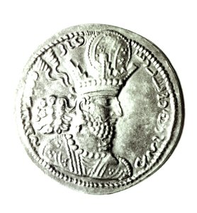 Shapur II（310-79）、Sassanian（silver）のプロファイルを描いたコインの表側（逆については162414を参照）
