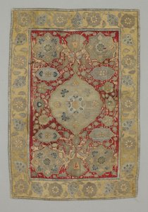 パネル：バラの花の上のオウムの繰り返し 作： Persian School