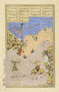 ペルシア語239 fol.145bロスタムがアシュカブを撃った、sahhnからの図（王の書）、Abul-Qasim Mansur Firdawsi（c.934-c.1020）、1444