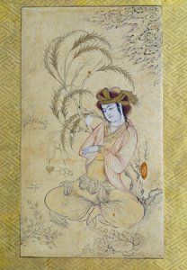 ペルシャ美術。「柳の下で回帰する青年」17世紀パリ、ルーヴル美術館、匿名グワッシュ