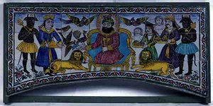 カジャール・クエルダ・セカパネル、シラーズ（釉薬のかかった土器 作： Persian School