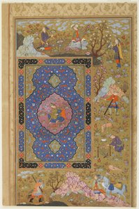 若い女性、1590年～1610年頃（紙にインク、不透明水彩、金彩 作： Persian School