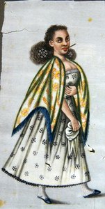 ケルートを持つ女性 1820年頃 （紙に水彩画） 作： Peruvian School