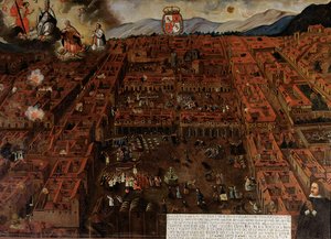 1650年の地震の時のクスコの眺め