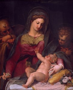 Peter Candid（1548-1628）による聖ヨハネと聖家族、パネルに油彩 作： Peter (1548 1628) Candid