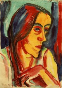 暗い三つ編みの若い女性 (ハンナ) 作： Peter August Böckstiegel