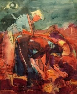 ジャガイモの収穫 作： Peter August Böckstiegel