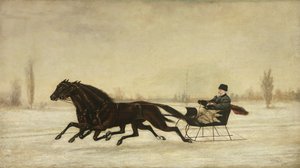 冬の風景の中の馬が引くそりのデビッド・マーシュ、1880 作： Peter B. West