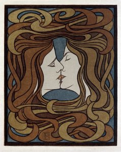 接吻 - ペーター・ベーレンス (1868-1940) - 1900 - 木版画 - ハンブルク美術工芸博物館