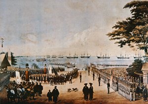 1854年3月8日、ペリー提督が日本に上陸し、横浜で帝国委員会と会見
