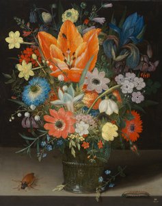 アイリスのある静物、1623年。 作： Peter Binoit