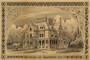 N. C. トンプソン邸、イリノイ州ロックフォード、パースペクティブ、1876 年。