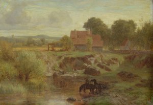 1855年、イルドフランスの川を渡る馬 作： Peter Burnitz
