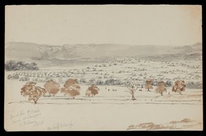 1858 年 2 月 6 日のソーゴーでのヒュー ローズ将軍の野営地 (図面) 作： Peter Charles William
