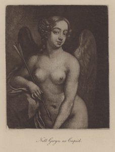 キューピッド役のNell Gwyn（メゾチント 作： Peter Cross