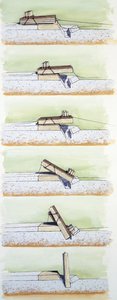 サルセン石を持ち上げる、ストーンヘンジ、紀元前 25 世紀、1990～2010 年頃 作： Peter Dunn