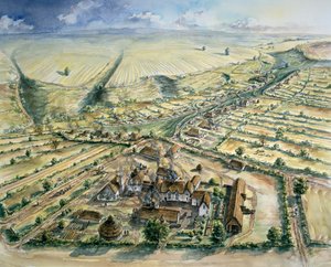 ワラム パーシーの中世の村、12 世紀後半、1990～2010 年頃 作： Peter Dunn
