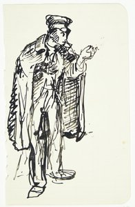 マントと帽子で立っているイタリア人 作： Peter Hansen