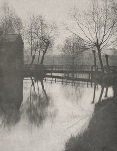 1888年にThe Compleat AnglerのChingford近くの歩道橋。 作： Peter Henry Emerson