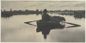 ノーフォークブロードでの生活と風景の料理もののローイングホーム、1886年、プレートXXI、1886年。 作： Peter Henry Emerson