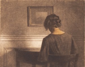 半円形のテーブルのそばの少女 作： Peter Vilhelm Ilsted