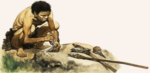 武器を作る石器時代の男 作： Peter Jackson