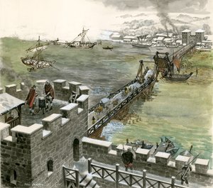 ローマ人によって建設されたテムズ川を渡る橋 作： Peter Jackson
