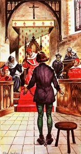 教会の裁判所で裁判にかけられているジャンヌダルク 作： Peter Jackson