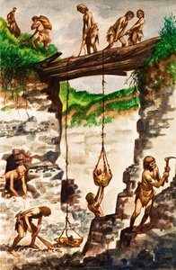 石器時代の道具職人（紙にガッシュ 作： Peter Jackson