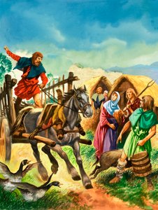 スティーブン王の時代に兵士が到着したことを村民は警告した