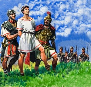 ローマの兵士によって逮捕された若い英国人 作： Peter Jackson
