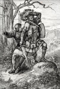 Itävallan herttua Leopold I, Habsburgien herra, pelastaa toverinsa Morgartenin taistelussa 15. marraskuuta 1315 Sveitsin liittovaltiota vastaan (Morgartenin taistelu 15. marraskuuta 1315, Leopold I, Itävallan herttua pelasti sotilaan 作： Peter Johann Nepomuck Geiger