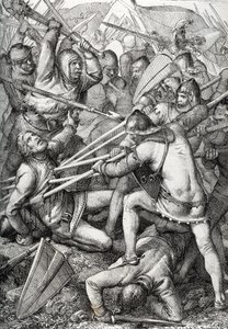1386 年 7 月 9 日、オーストリア公レオポルド 3 世と旧スイス連邦との間で戦ったゼンパッハの戦いでは、アントン ジーグラーの「Historische Memorabilian des In-und Auslandes」（歴史の記憶）からペンを引きました。 作： Peter Johann Nepomuck Geiger