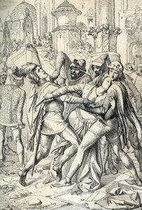 1282 年 3 月 31 日、復活祭の火曜日、パレルモとコルレオーネで発生した、フランス王アンジューのチャールズ王の封建的支配に対するシチリア島の大衆反乱 (シチリアのヴェスパー、反乱の成功) 作： Peter Johann Nepomuck Geiger