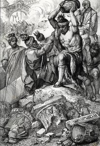 The bag of Rome (Italy), in 410, in the city from the city from Alaric (370-410) (370-410) (皇帝ホノリウスの治世中の 410 年に Alaric I 率いる Visigoths によるローマの袋) Drawing 「Historische Memorabilian des In- 作： Peter Johann Nepomuck Geiger