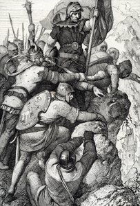 1155年イタリアのヴェローナ近郊のバヴィエールのオットン1世（1117-1183）の軍隊（バイエルン公オットー1世とイタリアのヴェローナ近郊の彼の軍隊1155年） 「Historische Memorabilian des In-und Auslandes」（歴史的記念品） アントン・ジーグラー 作： Peter Johann Nepomuck Geiger