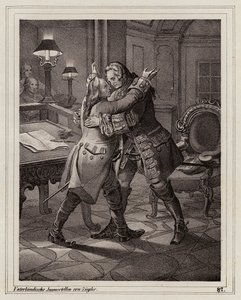 マールバラ公を抱擁するサヴォワ公ウジェーヌ（スペイン継承戦争 作： Peter Johann Nepomuk Geiger