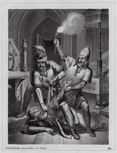 ボヘミアのリュドミラ殺害事件、921年（エングレーヴィング） 作： Peter Johann Nepomuk Geiger