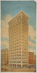プレーリー スクールの摩天楼、イリノイ州シカゴ、パースペクティブ、1910 年。 作： Peter Joseph Weber
