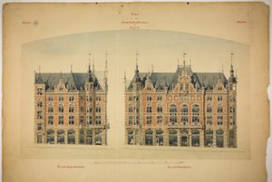 Rathskeller new building, Halle (Saale), Saxony-Anhalt, ドイツ、立面図