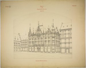 Rathskeller new building, Halle (Saale), Saxony-Anhalt, Germany, Perspective (unfinished) 作： Peter Joseph Weber
