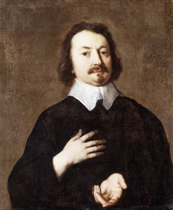 紳士の肖像、ハーフレングス、黒と白の襟、 作： Peter Lely