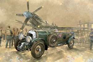 ベントレーとスピットファイア（キャンバスに油彩） 作： Peter Miller