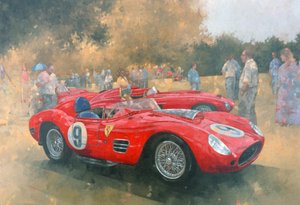 フェラーリ、メドウブルックでの一日（キャンバスに油彩） 作： Peter Miller