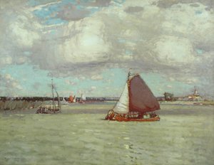 オランダの川、1904年頃（キャンバスに油彩） 作： Peter Moffat Lindner