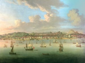 1735年、リスボン港に出航するイギリス艦隊