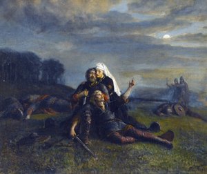 スティークレスタッドの戦い（1030年6月29日）-戦いの後-』par Peter Nicolai Arbo (1831-1892), - 油彩・キャンバス, 51x61,5 - 個人蔵 作： Peter Nicolai Arbo
